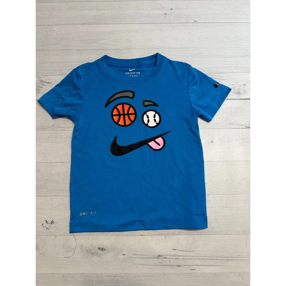 Nike‎ boys blue sports smiley face shirt size 4